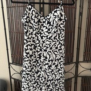 Ann Taylor Black and White Floral Midi Dress